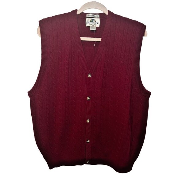 Vintage 90s LambsWool Cable Knit Sweater-Vest Preppy Academia Grandpacore Unisex - Picture 7 of 9